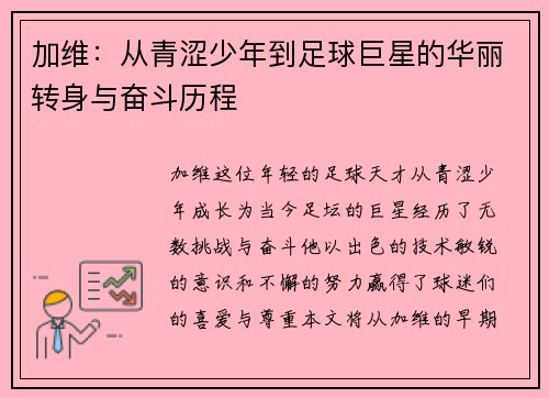 加维：从青涩少年到足球巨星的华丽转身与奋斗历程